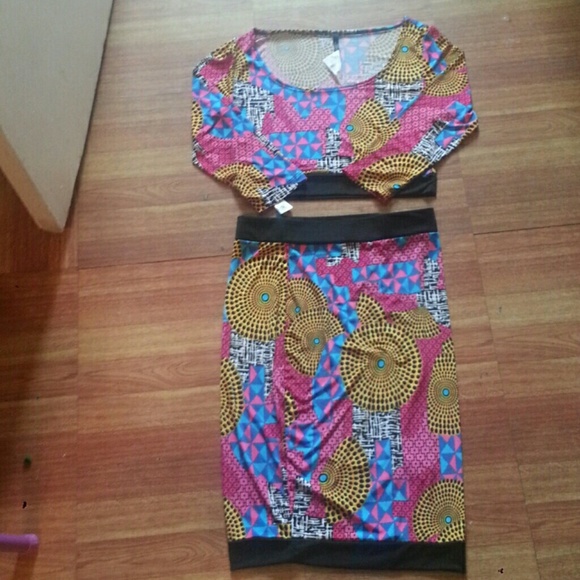 Brand new  2 piece crop top and skirt.
