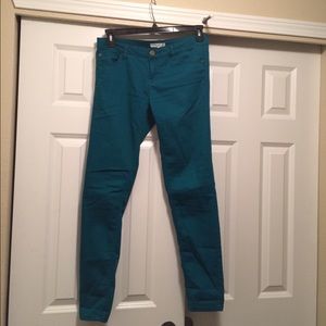 Teal skinny jeans, size 9, Fire
