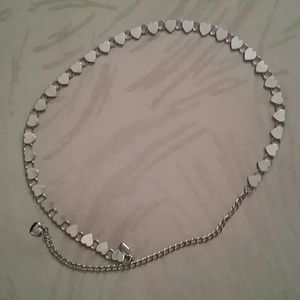 Silver heart chain belt