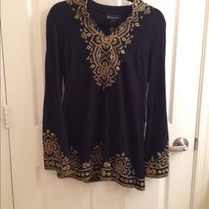 Black top with Gold Thread Work Top