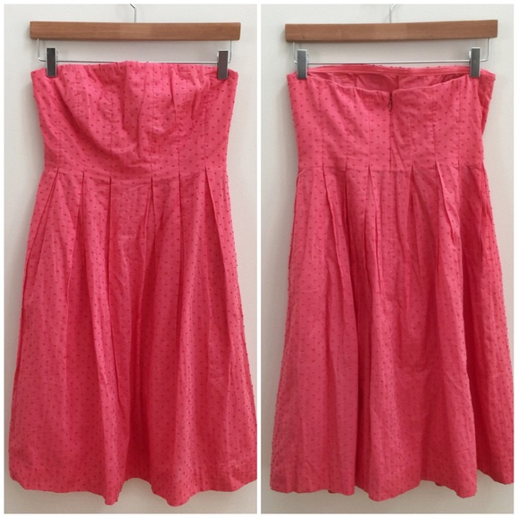 J. CREW | Pink Swiss Dot Strapless Dress - Picture 2 of 4