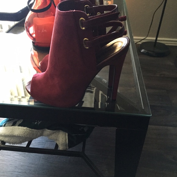 Burgundy Peep Toe Booties