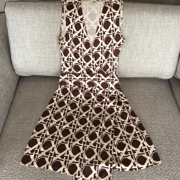 DVF wrap dress in vintage print.