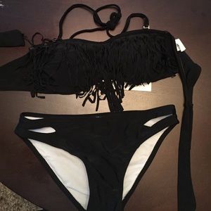 Black fringe swim suit