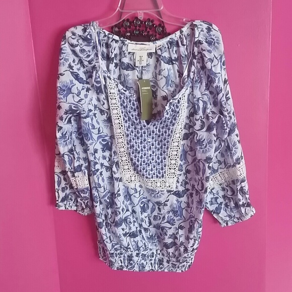 Blue and White Blouse