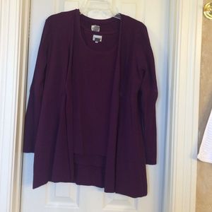 Chicos dark purple long twin set- size 3 (16-18).
