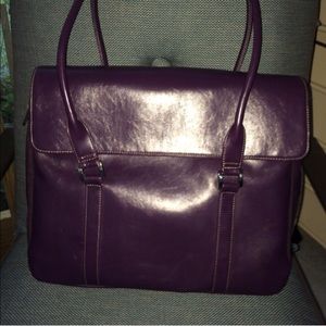 Genuine leather buxton laptop bag - purple