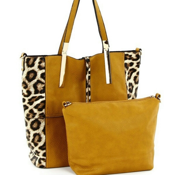 Mustard and animal print handbag 2 in 1