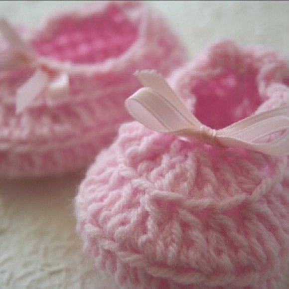 Pink crochet ballerina booties
