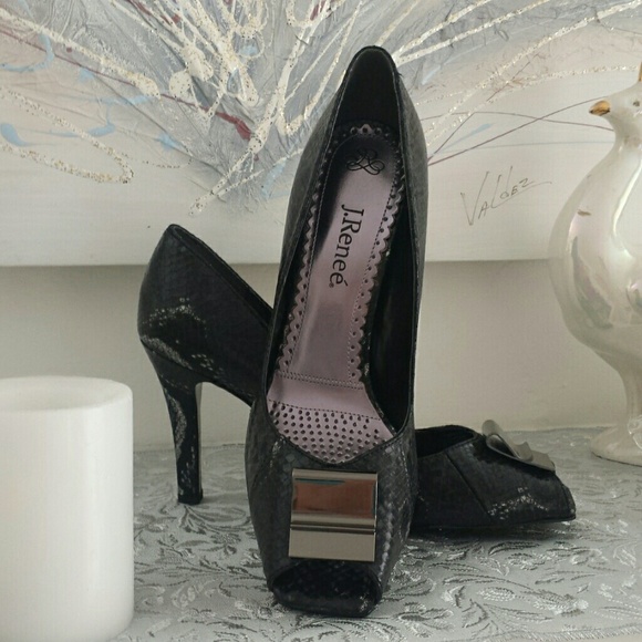 Gunmetal and Black Snakeskin Heels "Classy"