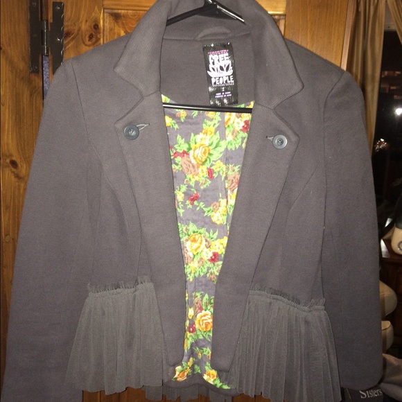 Free people cropped grey blazer