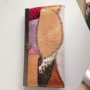 Faux Colorful Reptile Print Clutch