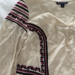 cute cream patterned shirt