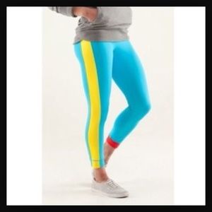 Lululemon blue, yellow, and red crop
