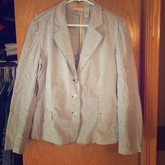 Size 1 (medium) blue/white striped blazer/jacket