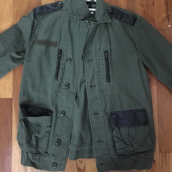 Leather and green military jacket