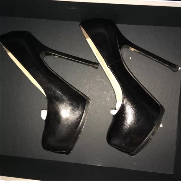 Black leather Saint Laurent Plat form pump - Picture 3 of 4