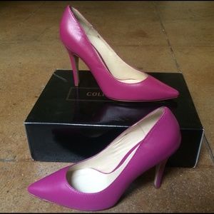 Colin Stuart Raspberry Pointy Stiletto Pumps