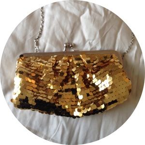 Gold sequin clutch/cross body