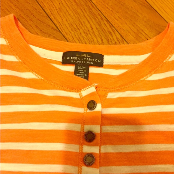 Ladies Med Ralph Lauren Orange and white shirt - Picture 1 of 2