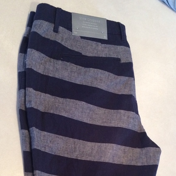 Size 8 GAP crop pants. Navy and Gray Striped.