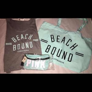 tank, tote "beach bond" w/ fanny pack and glasses