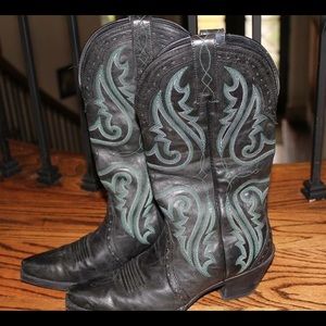 Ariat black and teal leather boots