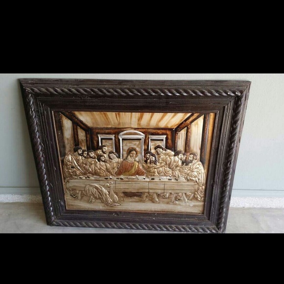 Wood frame .LA Ultima Cena .Plata