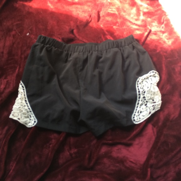 NWOT Black shorts with lace sides