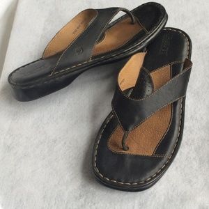 Born black leather sandals
