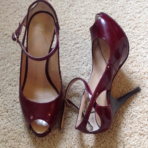 Giuseppe Zanotti oxblood peep toe platform heels 7
