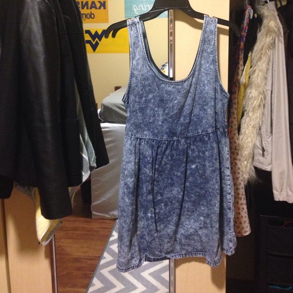 Acid wash chambray tank dress