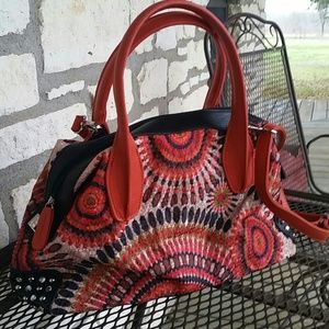 Orange black handbag