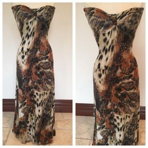 Strapless Animal print maxi dress.