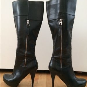 Guess knee high boots, black, real leather, 8 1/2