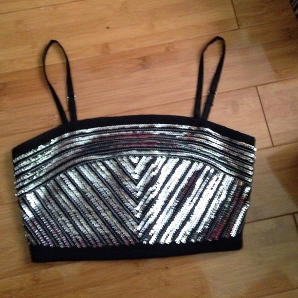 Black/ Silver sequin  crop top.