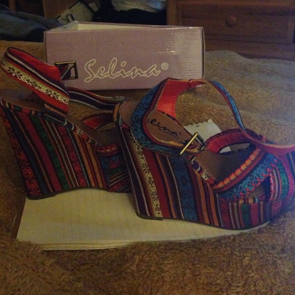 Summer wedge sandals multi colored design
