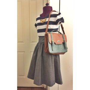 ☀️h&m grey high waist a-line lined skirt~!🐰