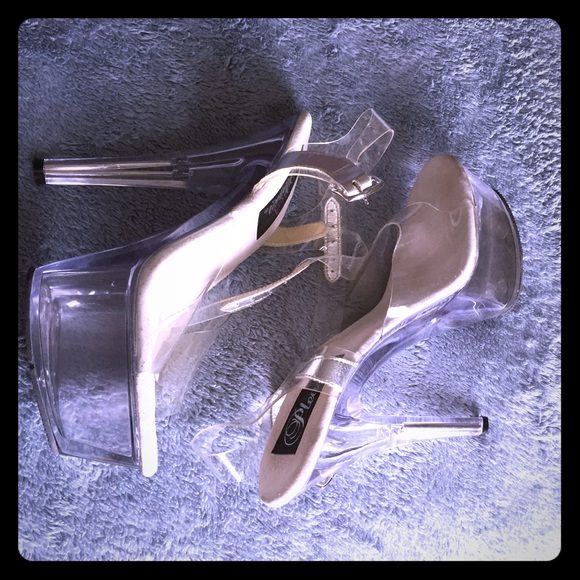 Pleaser platform heels, CLEAR