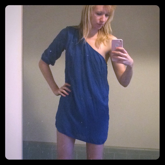 Blue off the shoulder dress