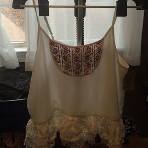 White tank top lace bottom,
