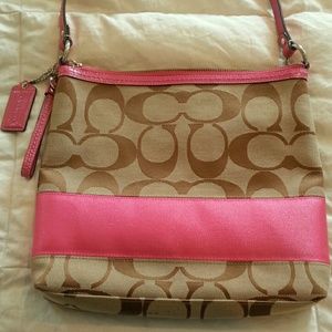 Coach Tan and Pink Shoulder Bag
