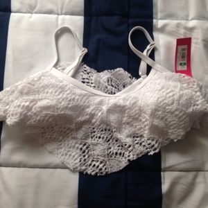White crotchet bathing suit top NWT