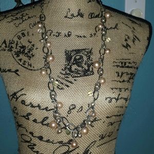 Long pearl chain necklace