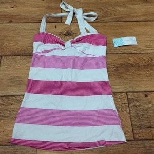 Pink and White Striped Halter Top