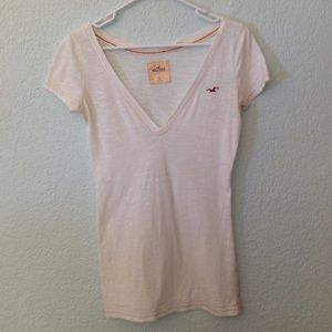 White Deep V-neck Shirt