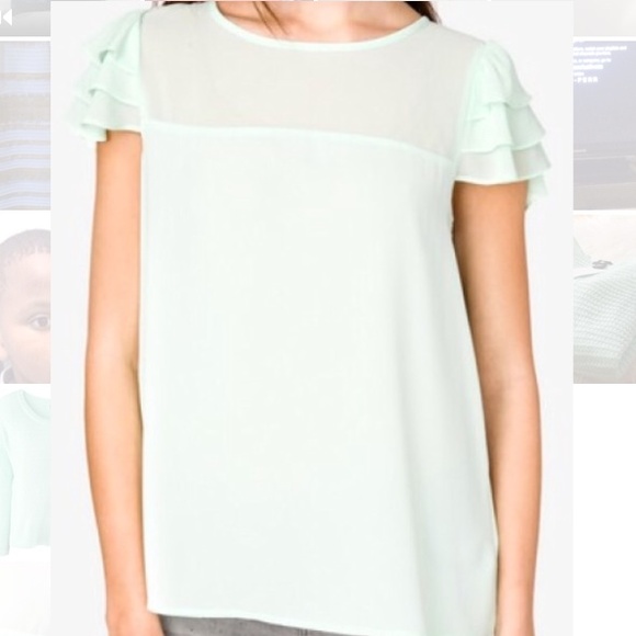 Mint Chiffon blouse and Black Necklace. BUNDLE