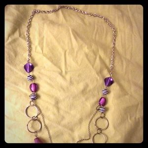Women jewelry purple white necklace new no tags