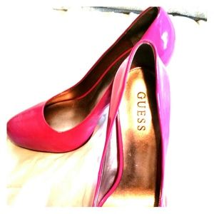 Guess heels bright pink patent leather sz 7.5