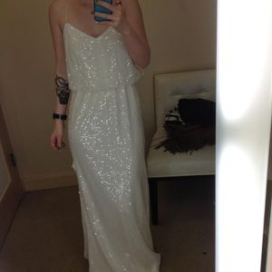 White sequin floor length dress